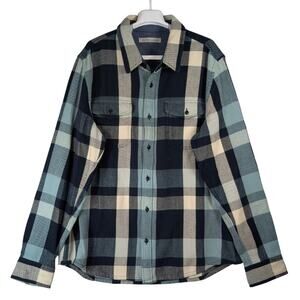 Outerknown Blanket Shirt Blue Black Plaid Button Up Long Sleeve Men’s Size XL